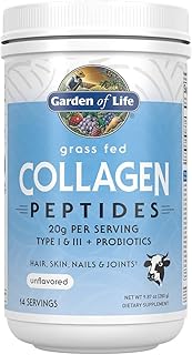 Garden of Life Grass Fed Collagen Peptides Powder Unflavored Collagen Powder for Women Men Hair Skin Nails Joints, Hydrolyzed Collagen Protein Supplements, Collagen for Women & Men, 14 Servings