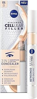 NIVEA Hyaluron Cellular Filler 3IN1 Augenpflege Concealer Hell (4 ml), Anti-Age Concealer mit Hyaluron, Abdeckstift für Augenringe, Rötungen und Pickel