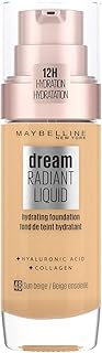 Maybelline Foundation, Dream Radiant Liquid Hydrating Foundation with Hyaluronic Acid and Collagen - Lightweight, Medium Coverage Up to 12 Hour Hydration, 48 Sun Beige