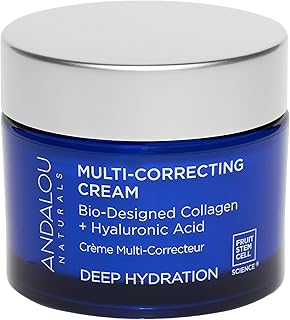 Andalou Naturals Deep Hydration Face Moisturizer Multi-Correcting Cream - Daily Skincare With Hyaluronic Acid, Vegan Collagen, & Fruit Stem Cells - Repair Skin Elasticity & Boost Hydration - 1.7 fl oz