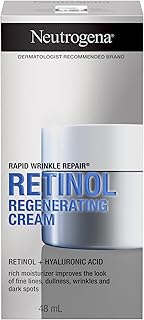 Retinol Face Moisturizer, Rapid Wrinkle Repair, Daily Anti-Aging Neck & Face Cream with Hyaluronic Acid, Retinol Cream, Fragrance Free, Fades Fine Lines, Wrinkles and Dark Spots, 48 mL