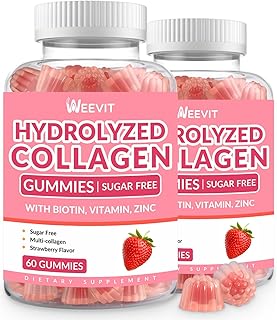 Sugar Free Collagen Gummies for Women, Collagen Protein Type I,II,III,V,X with Biotin Vitamin C D B12, Hydrolyzed Collagen Peptides Gummies for Immune Digestion Skin Hair Nails Energy Bone