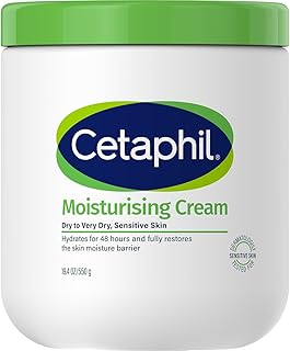 Cetaphil Moisturising Cream 550g, Rich Face & Body Moisturiser for Dry Skin, with Sweet Almond Oil, Niacinamide & Pro-Vitamin B5, Non-Comedogenic, Fragrance-Free, Hypoallergenic, Dermatologist Tested