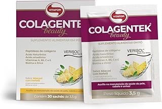 Vitafor - Colagentek Beauty - 30 Sachês - Abacaxi com Hortelã, Branco, 30 Sachês