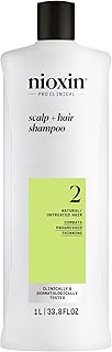 Nioxin System 2 Scalp + Hair Thickening Shampoo for Natural Hair with Progressed Thinning | Cleanse & Boost Hair Density with Niacinamide & Biotin