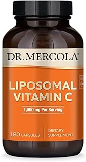 Dr. Mercola Liposomal Vitamin C - Brain, Heart, Eye & Immune Support - Provides 1,000 mg of Bioavailable Vitamin C - Non-GMO, Gluten-Free & Soy-Free - 180 Capsules (90 Servings)