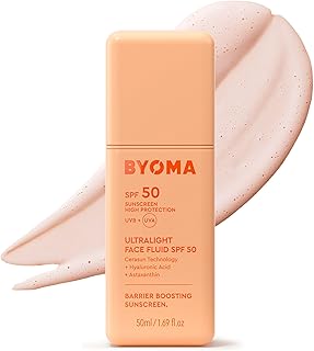 BYOMA SPF 50 Face Fluid (50ml) Ultra-Lightweight Facial Sunscreen for All Skin Tones - Luminous Glow, No White Cast - SPF Moisturiser, Strengthens Skin Barrier