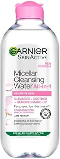 Garnier Micellar Cleansing Water, Gentle face Cleanser & Makeup Remover, Fragrance-Free, Vegan Formula, Suitable For All Skin Types, Even Sensitive, Skin Active, 400ml