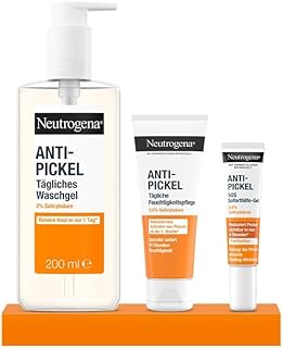 Neutrogena Anti-Pickel Set Tägliches Waschgel, Feuchtigkeitspflege & SOS Soforthilfe-Gel mit Salicylsäure bei unreiner Haut. Pflegeset für unreine Haut für die skincare Routine