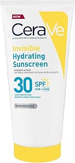 CeraVe Invisible Hydrating Sunscreen SPF 30, Broad Spectrum UVB UVA Protection, With 3 Essential Ceramides, MVE Technology, Body and Face, For Sensitive Skin, Kids & Adults, Water Resistant, 177ml