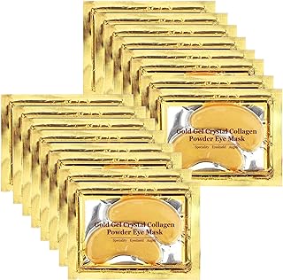24K Gold Eye Mask, Jiasoval 16 Pairs Under Eye Patches Skin Treatment Mask, Crystal Collagen Under Eye Mask for Reducing Dark Circles, Moisturizing, Puffiness and Eye Bags, Anti-Wrinkle, Hydrating