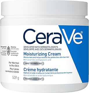 CeraVe Moisturizing Cream, Daily Face, Hands, & Body Cream Moisturizer for Dry Skin With Hyaluronic Acid and Ceramides for Women and Men. Sensitive skin, Oil-free, Non-comedogenic, Fragrance-Free, 539 Grams