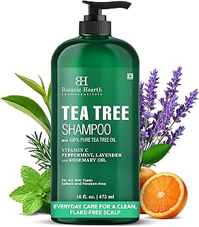 Botanic Hearth Tea Tree Shampoo, Vitamin C, Peppermint, Lavender and Rosemary Oil, Fights Dandruff and Dry Scalp, 16 fl oz
