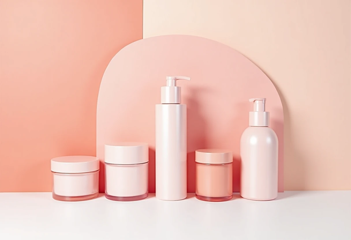 Produtos de beleza dispostos elegantemente