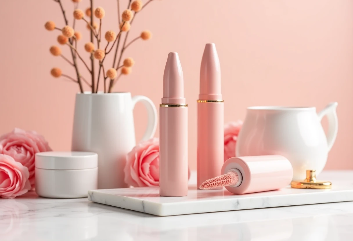 Luxuriöse Mascara auf Marmortisch