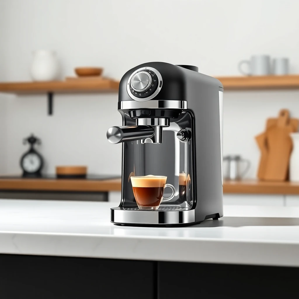 Espresso machine in action