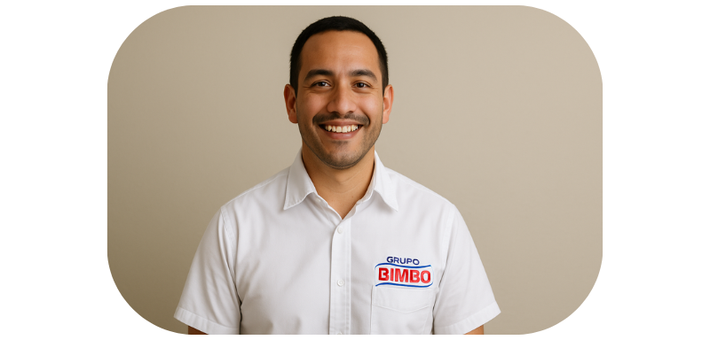 Empleado de Grupo Bimbo, sonriendo.