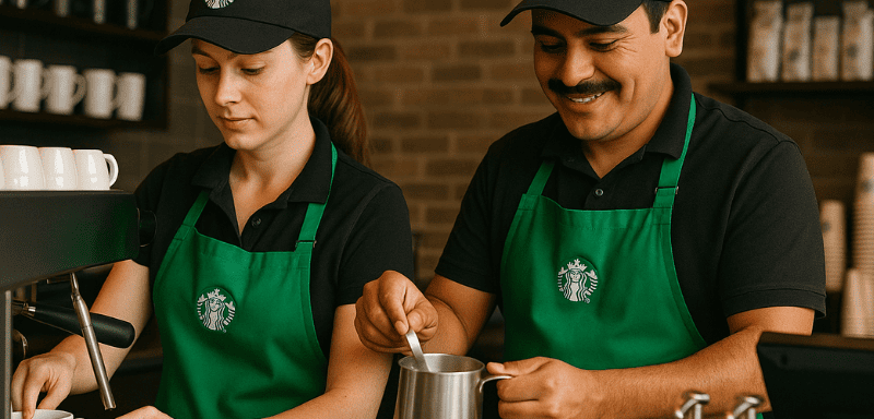 Trabajadores de Starbucks.