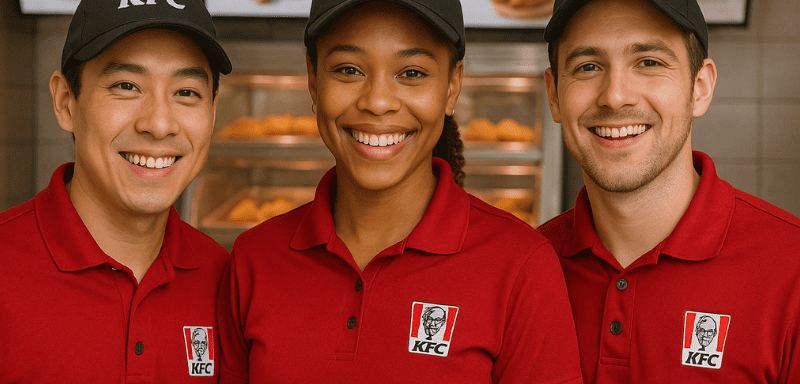 Trabajadores de KFC.